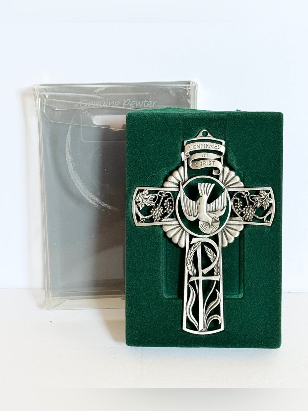Vintage 2001 Jeweled Cross Fine Pewter Confirmation Cross Made in USA